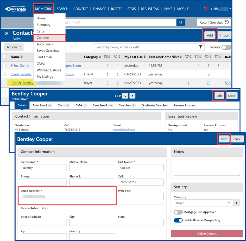 Matrix OneHome: How to Create a Contact Group - CRMLS Knowledgebase